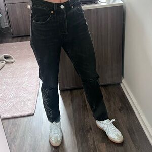 Levi’s high-rise studded jeans in black